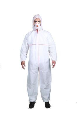 White/Blue Breathable Disposable Type 5-6 SMS Oil Repellency Coverall