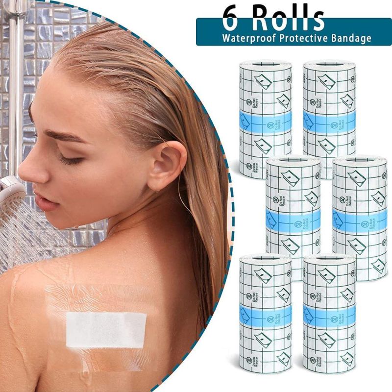 6 Rolls Transparent Stretch Adhesive Bandages Waterproof Tape Clear Protective Bandage Dressing Tape Transparent Film Dressing Tape
