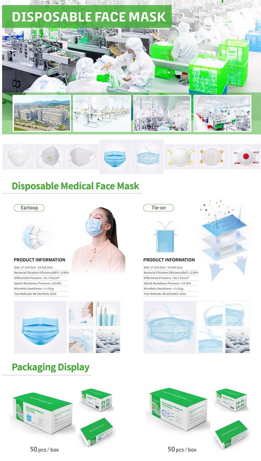 Wholesale Price Disposable Medical Mask Type Surigical Face Mask Earloop Protective Face Cover