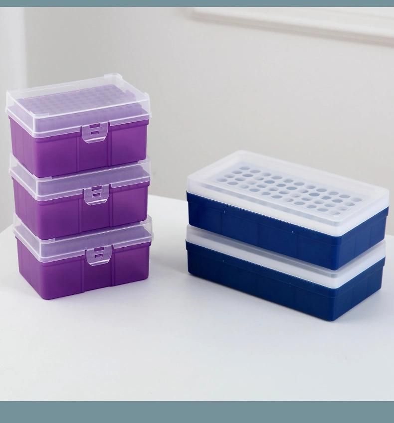 Sterile 100UL Blue Pipette Plastic Tips Rack Box with Filter