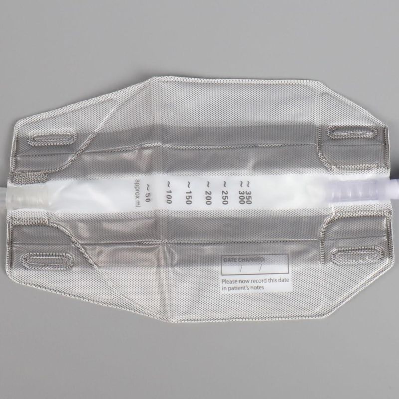 350ml Diamond Shape (3 chamber) -Non Woven Cloth/Fuzzy Back Foil Medical Urine Soft Leg Bag with Two Comfort Latex-Free Straps