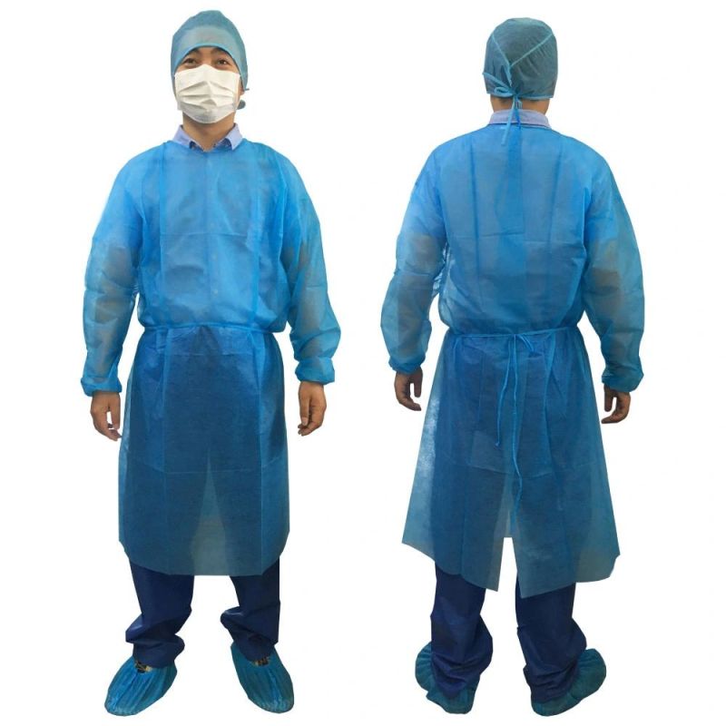 Fluid Resistant Medical Surgical Gown Isolation Gown Knitted Cuff