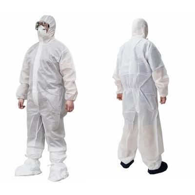 Disposable White PP/SMS Non Woven Protective Waterproof Type 5/6 Coverall