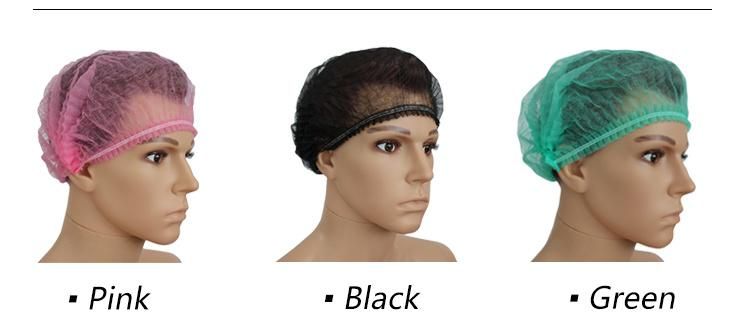 in Stock Disposable Non Woven Hair Nets Pleated Head Cover Clip Cap Bouffant Cap for Surgical Medical