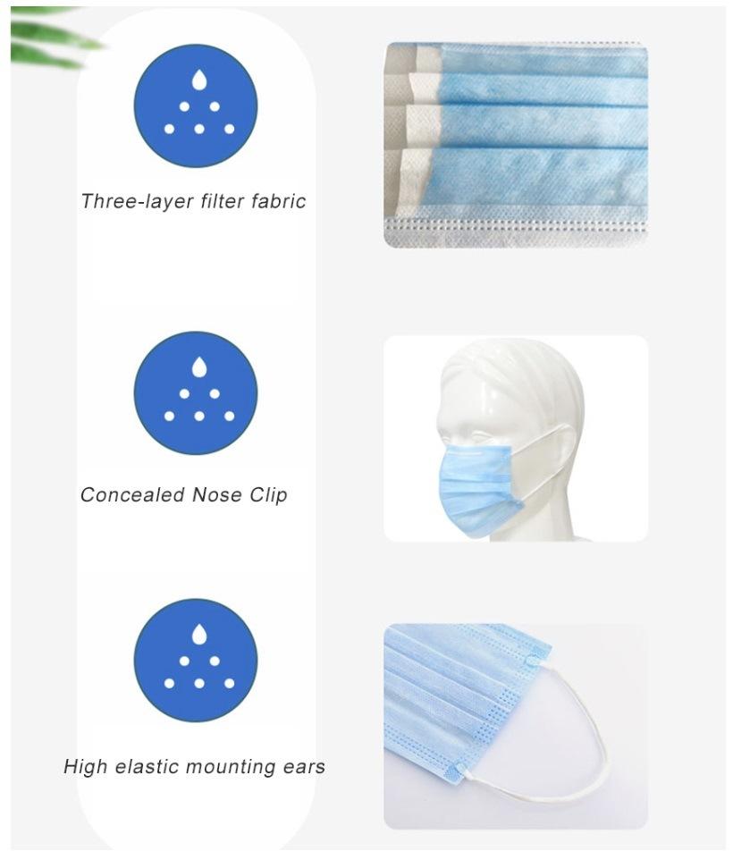 High Quality Outdoor Protective Disposable Non Woven 3ply Face Mask