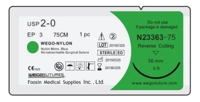 Blue or Black Nylon Surgical Suture