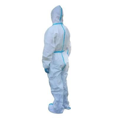 Type4/5/6 Blue Tape Medical Disposable Laboratory Chemical Protective Coverall