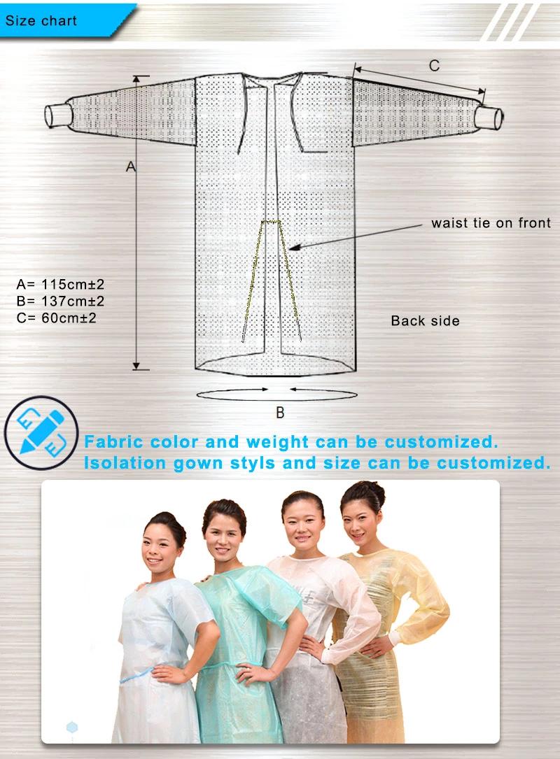 Green Surgical Gown Disposable Surgical Gown with Elastic Cuff