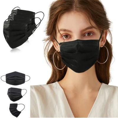 Hospital Antibacterial Medical Masks Fashion Factory Outlet 3ply Ear-Loops Breathable Disposable Medical Black Face Mask for Europe