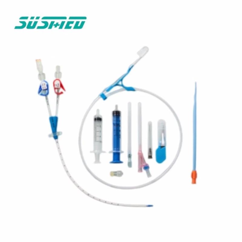 Medical Double Lumen Straight Tip Disposable Hemodialysis Catheter Kit