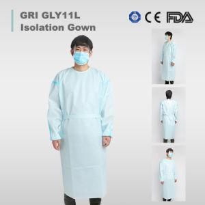 Factory New Pot Customized Product TUV PP Non-Woven Waterproof Level 3 Disposable Isolation Gown with Elastic Cuffs and Long Sleeves