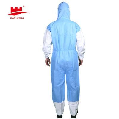 Type 5/6 Chemical Safety Combination Disposable Nonwoven Protective Anti Pneumonia Microporous Coverall
