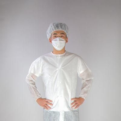 Polypropylene/Nonwoven/PP/SMS/Medical/Surgical/Protective Disposable Lab Coat with Elastic Cuffs