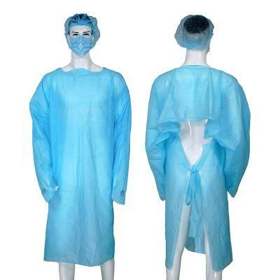 Plastic Waterproof Long Sleeved Disposable CPE Gown with Thumb Loop