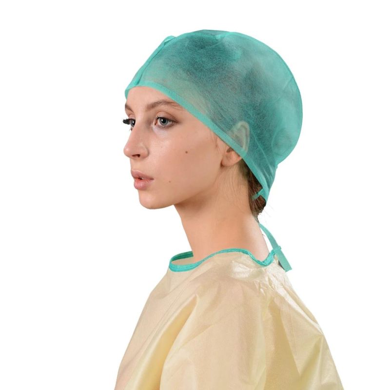 Hot Sale Disposable Non Woven Surgical Cap with Tie on