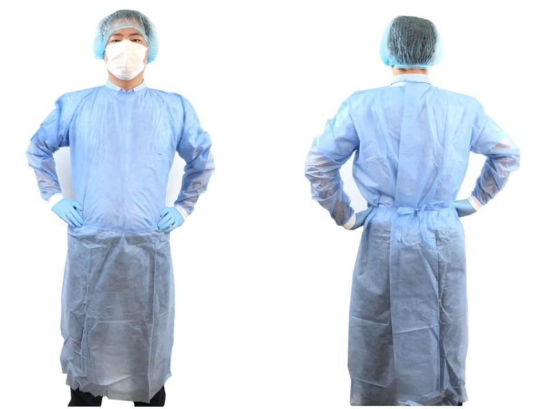 Non-Woven Waterproof Blue Disposable Isolation Gown