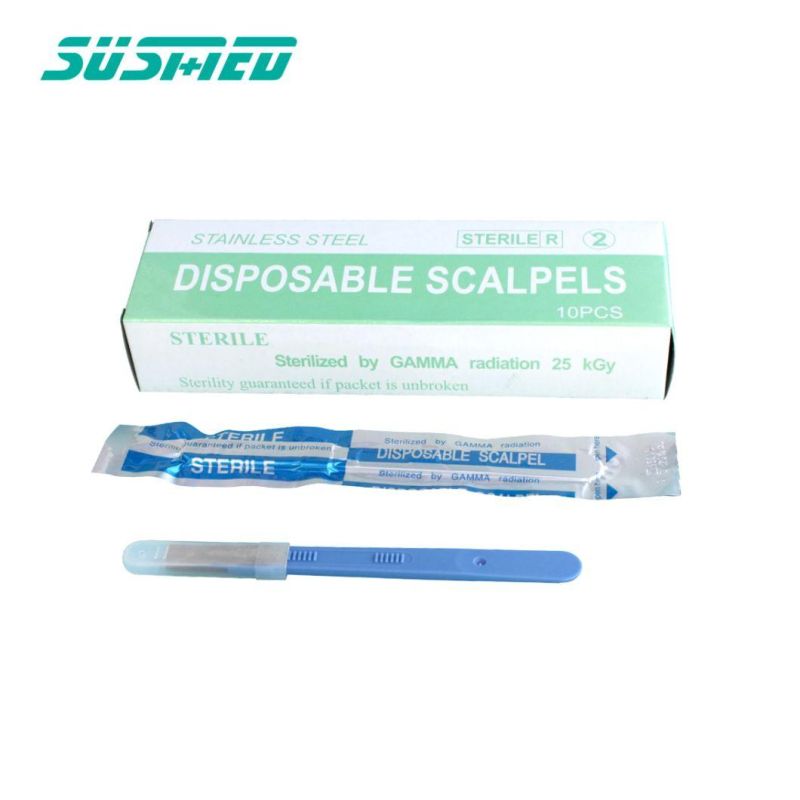 High Quality Carbon Steel Safety Disposable Surgical Scalpel with Plastic Handle Carbon Blade
