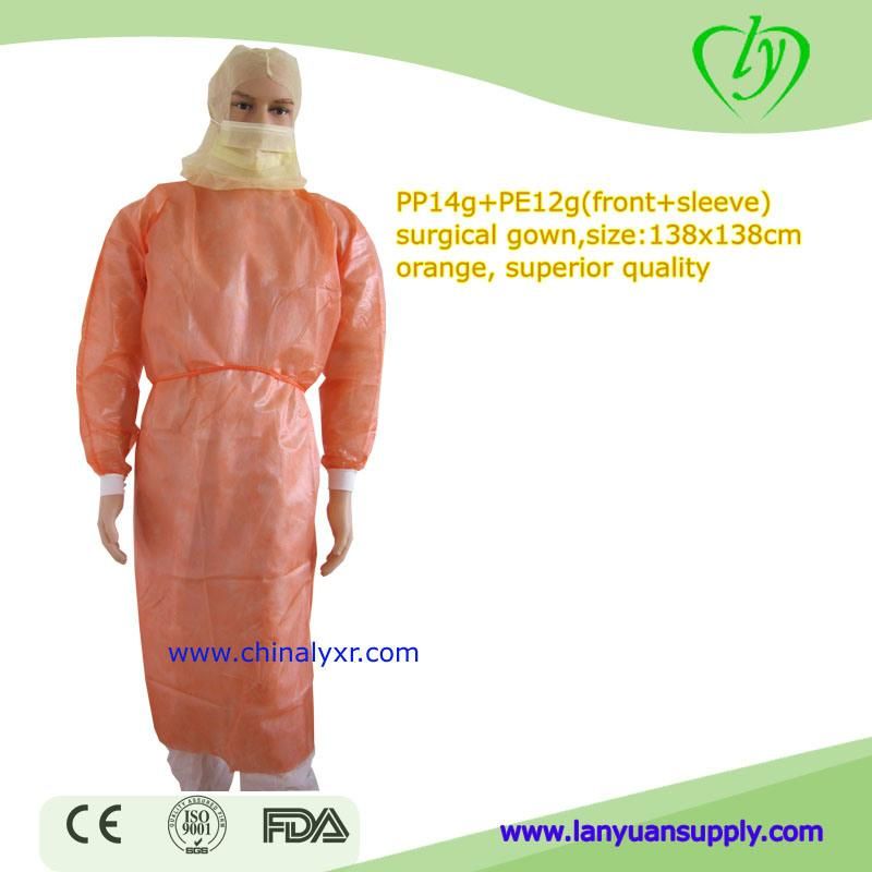 CE Impervious Disposable Isolation Gown with Knitted Cuff