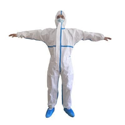 Disposable Clothing OEM En14126 Antistatic Safety PP Coverall Waterproof White Protective Suit
