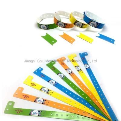 Adult Use L Shape Plastic ID Wristband with Full Color Logo Printing