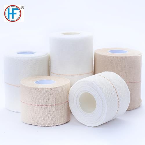 Mdr CE Approved 100 % Cotton Heavy Stretch Adhesive Bandage White or Yellow Corlor with A Line Eab