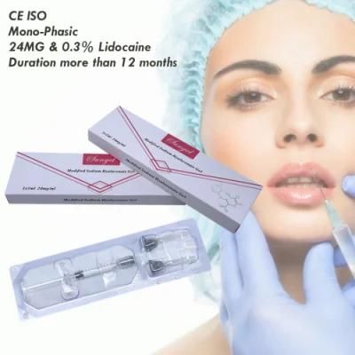 China Wholesale Mono-Phasic 24mg Ha Gel Lidocaine Injection Dermal Filler Hyaluronic Acid for Filling Facial Wrinkles