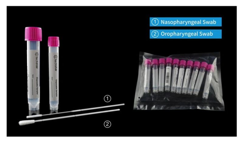 Techstar Specimen Sterile Medical Sampling Nasal Flocked Virus Disposable Collection Swab