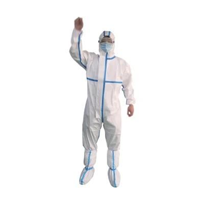 Personal Protective Equipment Ppes Disposable Coverall Anti-Static Good Sealing Hazmat Suit for Medical