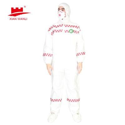 PPE Protective Disposable White Nonwoven Coverall Microporous Coveralls with Hood Melt Tape zipper Cover Flap