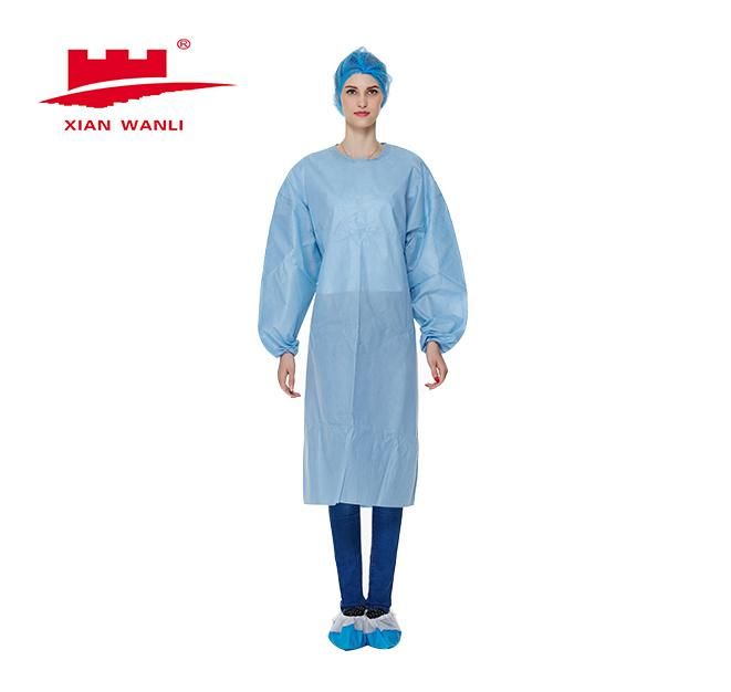 China Disposable Medical Surgical Sterile Waterproof SMS/PPE/CPE/PP Srub/ Protective Clothing Suit Coveralls AAMI Level 1/2 Isolation Gown for Hospital/Clinics