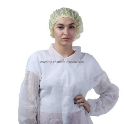 White Non Woven Breathable Barrier Lightweight Disposable Chemistry Lab Coat