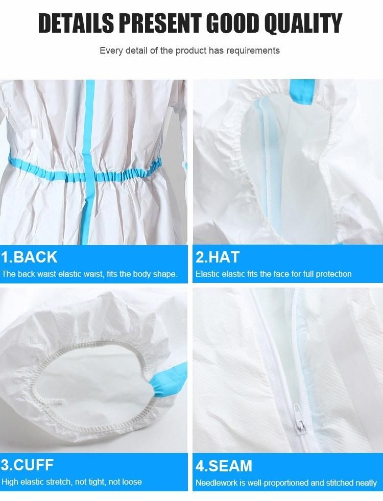 Non-Woven Fabric Disposable Protective Coverall in China for Adult with Logo Printing