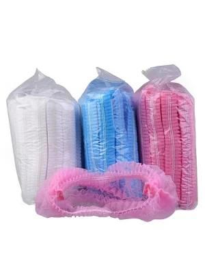 Disposable White/Pink/Blue PP Non Woven Clip Cap