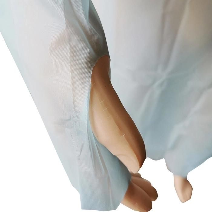 Wholesale Laboratory Dental Operation Disposable Non-Sterile Individual Packaging CPE Gowns with Thumb up