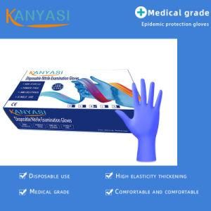 Safety Protective Hand Blue Nitrile Exam Gloves Powder Free, Manufacture of Nitrile Gloves