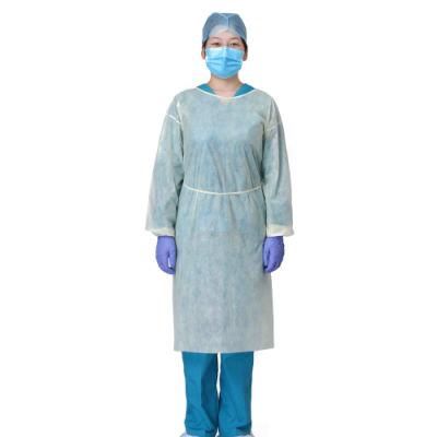Sterile Surgical Gown Coverall with Hood Non-Woven Waterproof Blue Disposable Isolation Gown