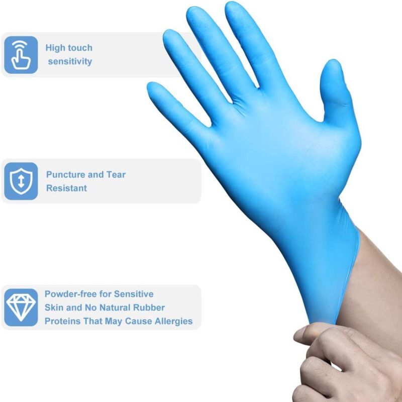 High Quality Latex Free Clear Blue Nitrile Gloves Powder Free