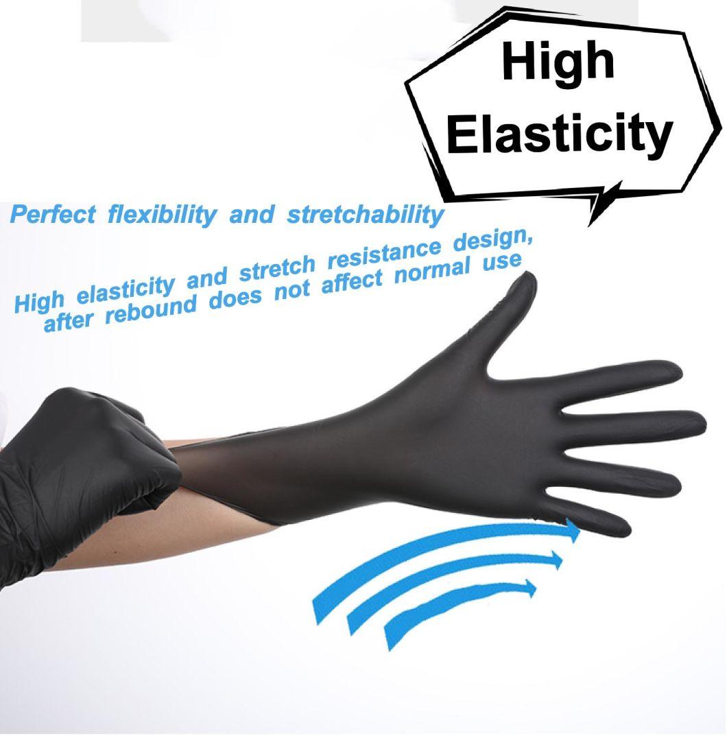 Black 510K En455 Food Grade Powder Free Disposable Nitrile Examination Gloves