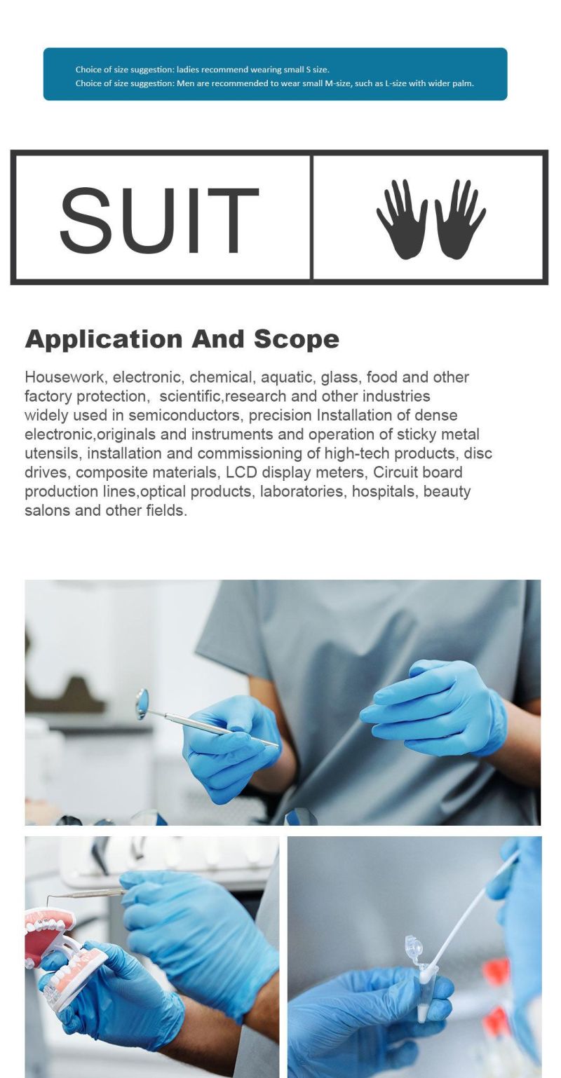 Blue White Color Disposable Medical Examination Nitrile Gloves Large Gloves