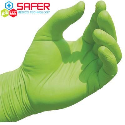 Powder Free Nitrile Gloves Green Color Size From S to XL