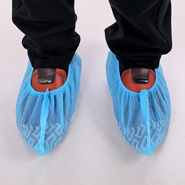 Top Quality Disposable Nonwoven Blue Shoe Cover with Printing