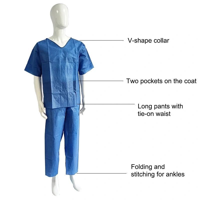 Medical Nonwoven V Neck T-Shirt with Short Sleeves Disposable Scrub Suits