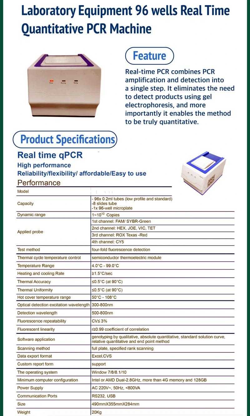 PCR Test Machine Real Time Rapid Real Time PCR Test Real Time PCR Instrument