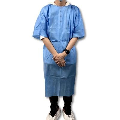 Blue Short Sleeves Disposable Non Woven Nursing Uniforms Waterproof and Easy-Breath SMS Suit Twosie
