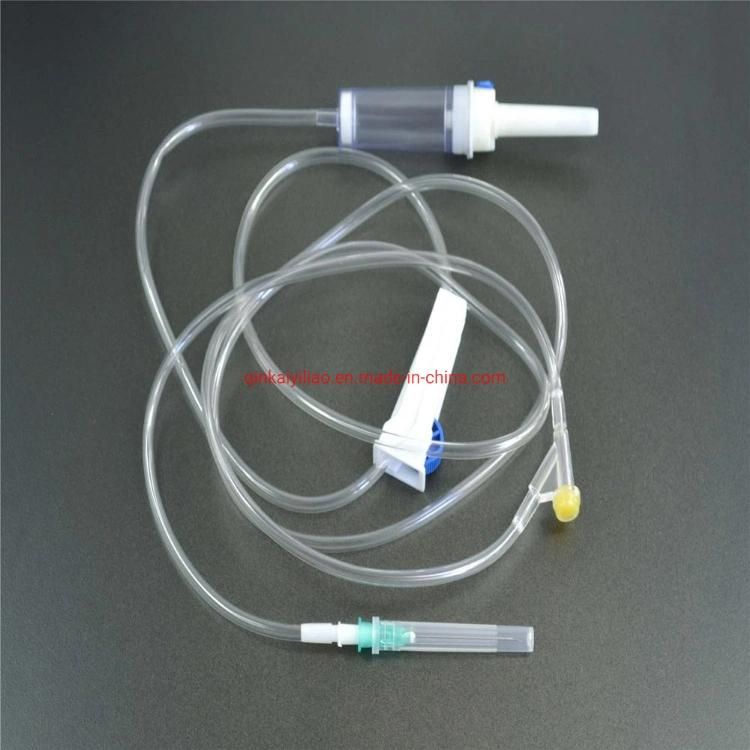 Disposable Infusion Set with High Elastic Tubing and Safety Roller Clamp