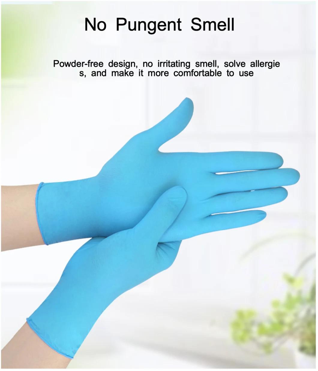 Powder Free FDA CE 510K En455 Disposable Nitrile Examination Gloves with Free Sample