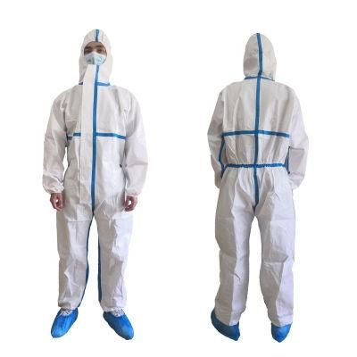 Hazmat Coverall Chemical Protective Suits Non Woven Medical Gown Disposable Coverall CE Medical Polymer Materials Products White