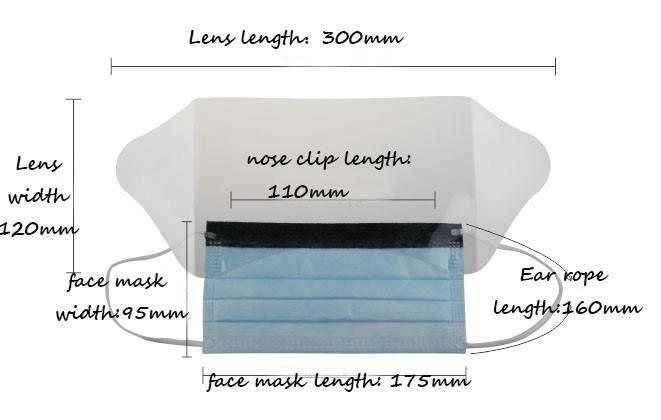 3 Layers Disposable Surgical Masks Tie-on with Anti Fog Plastic Shield