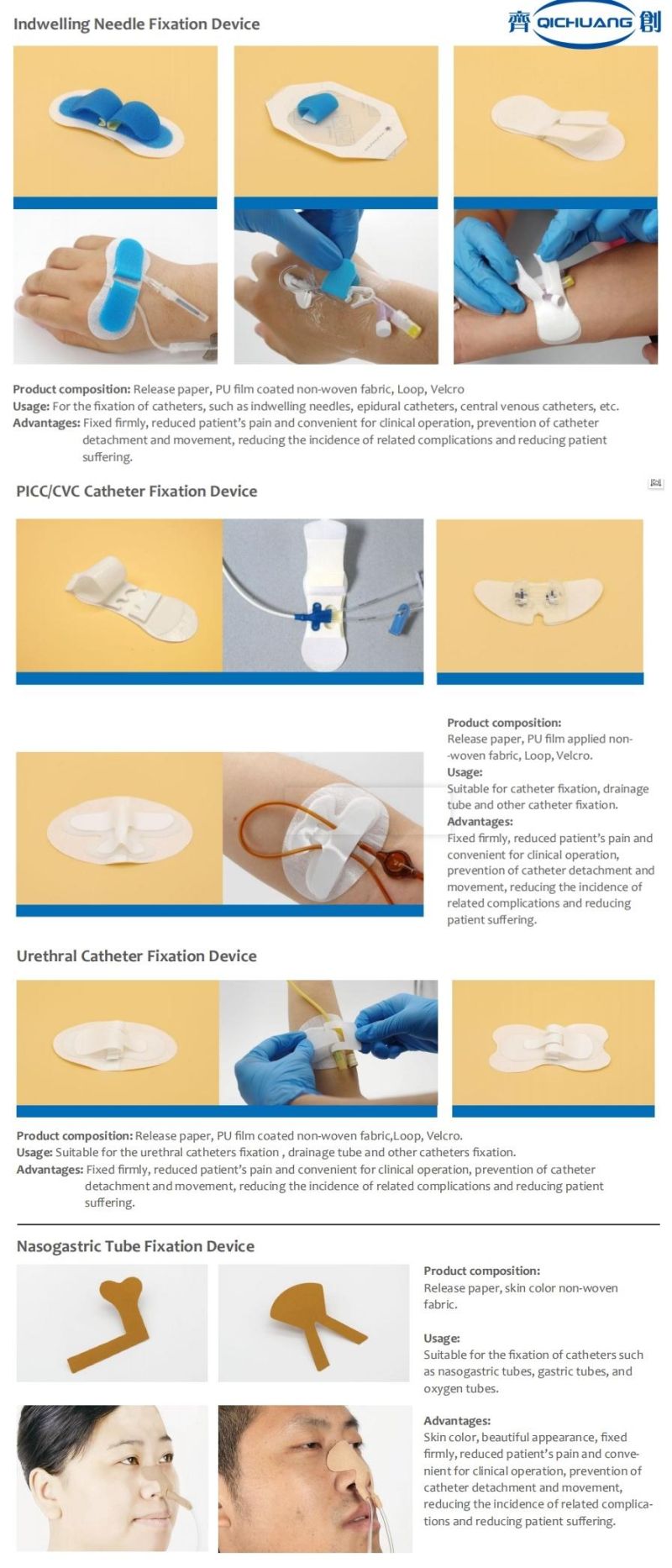 Non-Woven Nasal Tube Fixation Medical Dressing Device