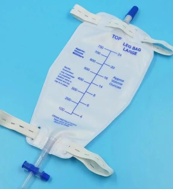 Medical Disposable Collection Outlet Valve Urine Leg Bag with Belt
